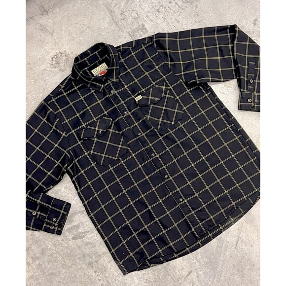 DIXXON FLANNEL CO. Stay Gold Black Gold Plaid D-Tech Shirt 2X Pearl Snaps - Picture 4 of 9